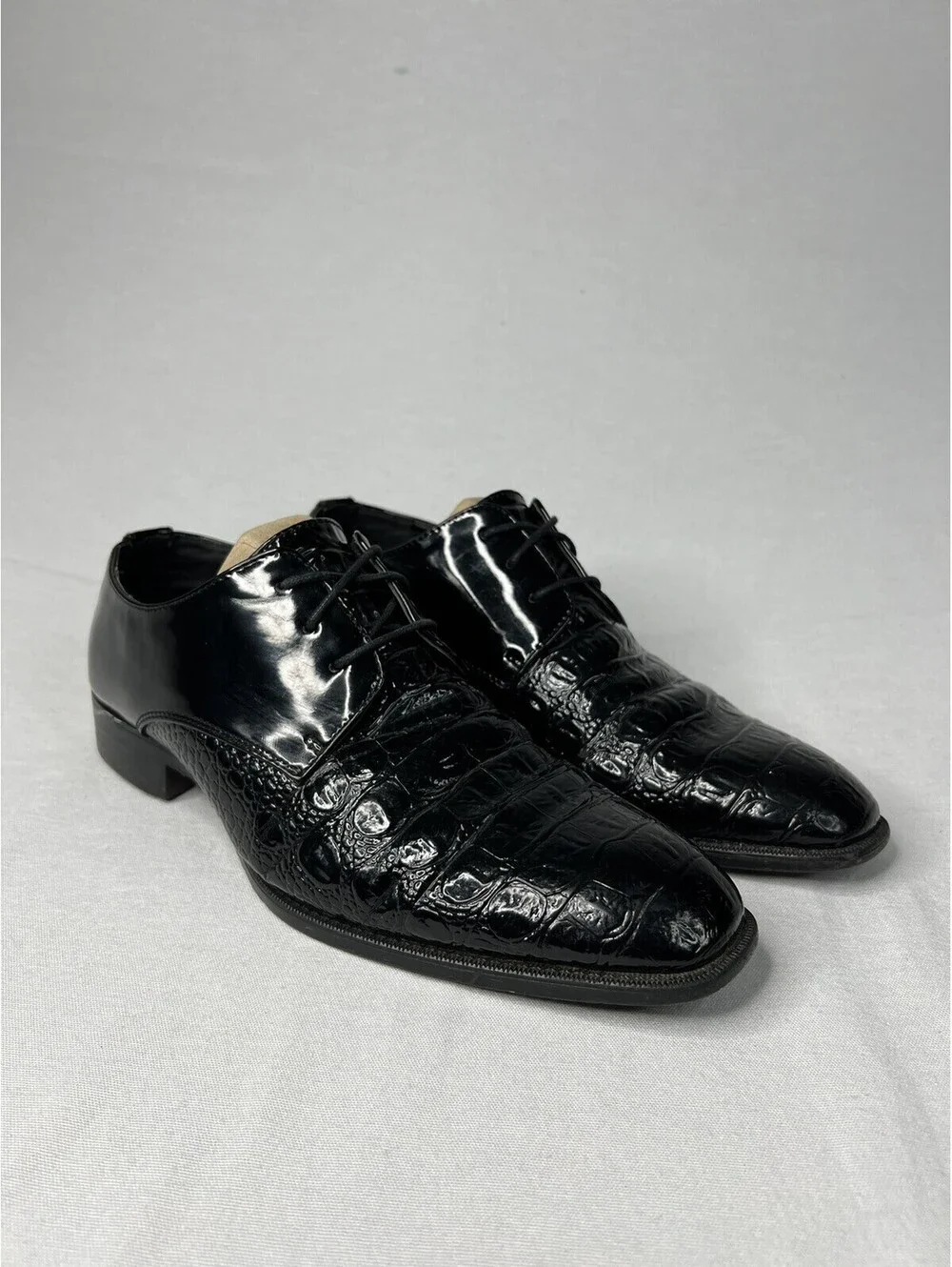 Bolano Men’s Dress Shoes Simpson-000 Black Crocodile Print Size 7.5